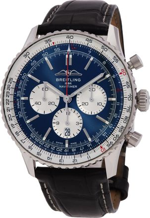 Breitling Pre-owned Breitling Navitimer Chronograph Automatic Chronometer Blue Dial Mens Watch AB0137211C1P1