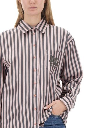 Etro Logo-Embroidered Cotton Blend Shirt - Pink