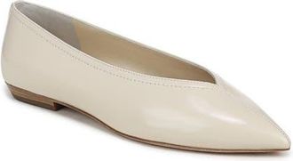 Veronica Beard Bancroft Pointed Toe Flat in Limestone Ivory Leather at Nordstrom, Size 8.5