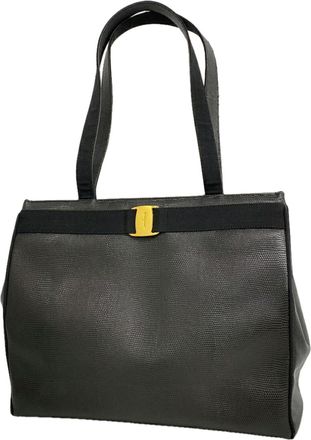 Ferragamo Black Leather Tote Bag (Pre-Owned)