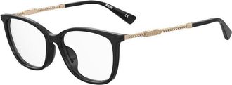Moschino Eyeglasses Cat Eye Full Rim, Black/gold Frame And Clear Demo Lenses Lens Mos616/f080700