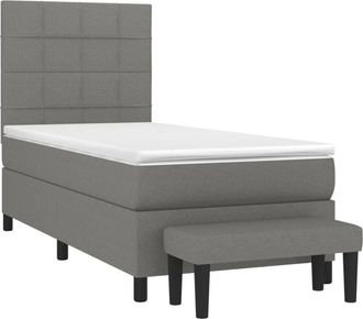 vidaXL Vidaxl - Cama Box Spring Con Colch&oacute;n Tela Gris Oscuro 80x200 Cm