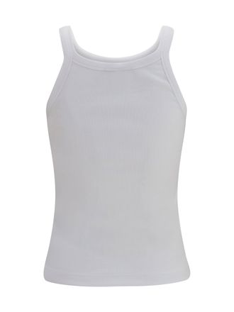 Fendi Womens Ribbed Cotton Tank Top White