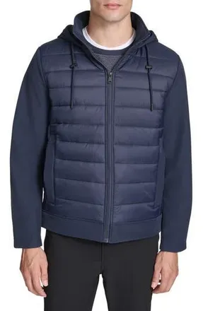 Kenneth Cole Quilted Zip-Up Jacket in Navy at Nordstrom Rack, Size Xx-Large