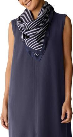 Eileen Fisher Stripe Silk Bandana in Ink at Nordstrom