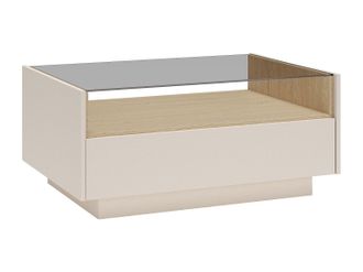 Vente-Unique Mesa de centro con 2 cajones y 1 hueco - Beige y natural claro - ALIVENTO
