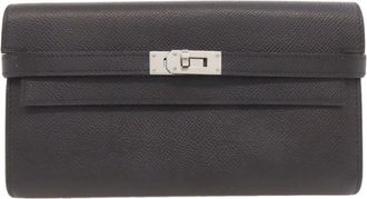 Hermès Kelly Black Epsom Leather Long Wallet (Bi-Fold) (Pre-Owned)