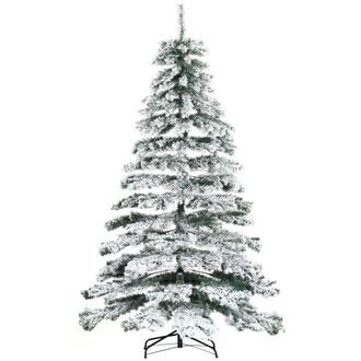 HOMCOM Rbol De Navidad 225 Cm Nevado Artificial Con 1083 Puntas De Pl&aacute;stico Base Plegable Y Soporte De Metal Decoraci&oacute;n Navide&ntilde;o Para Interiores 140x140x225 