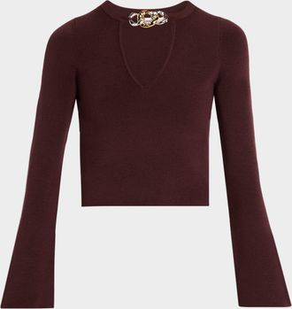 SIMKHAI Evren Wool Chain Cut-Out Top