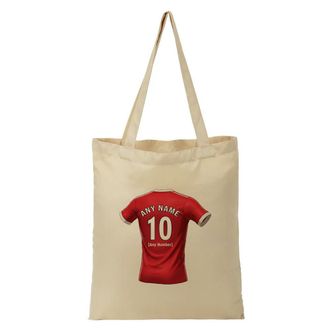 Unigift Personalised Gift - Wrecsam Fan Tote Shopping Bag (Red Football Jersey Design) Custom Name - North Wales LL11 Club