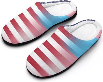 Generic US & Transgender Flag Funny Mens Cotton Slippers Soft Non-Slip Rubber Sole House Slipper Indoor Outdoor