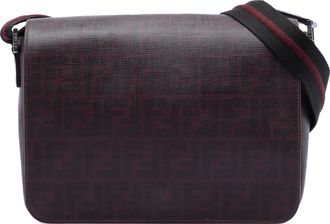 Fendi Pre-owned Womens Zucca Spalmati Flap Crossbody - Dark Red Textile - One Size