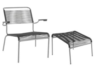 Schubiger M&ouml;bel Spaghetti-Lounger + Hocker S&auml;ntis mit Armlehnen