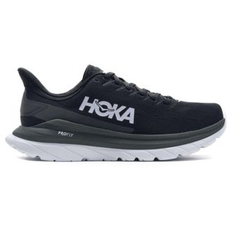 Hoka One One Hoka Mach 4 Textile Synthetic Womens Lace Up Trainers - Black Dark Shadow - Size:UK 4.5