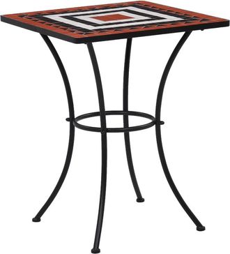vidaXL Mosaic Bistro Table Terracotta and White 60 cm Ceramic Vidaxl