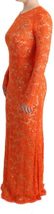 Dolce & Gabbana Womens Orange Floral Ricamo Sheath Long Dress