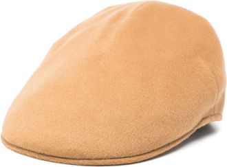 Borsalino Camel Brown Logo Flat Hat