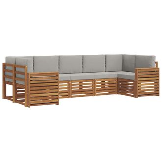 vidaXL Conjunto De Sof&aacute; Seccional Con Coj&iacute;n 7 Pcs Gris Natural Y Claro Vidaxl
