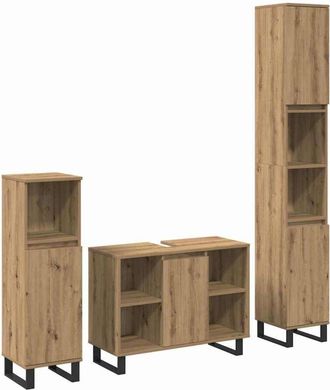 vidaXL Juego De Muebles De Ba&ntilde;o 3 Pcs Marr&oacute;n Madera Contrachapada Vidaxl