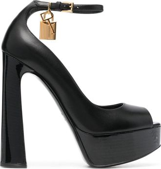 Tom Ford padlock charm platform pumps - women - Calf Leather/Calf Leather/Calf Leather - 37 - Black