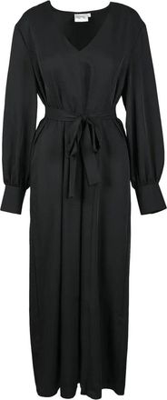 Gestuz Black V-Neck Polyester Midi Dress