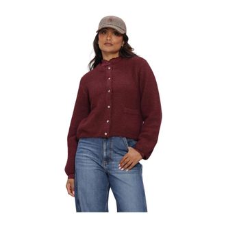 Object Object, Truien & Vesten, Dames, Rood, XS, Wol, Objsaggia RE L/S Gebreide Vest