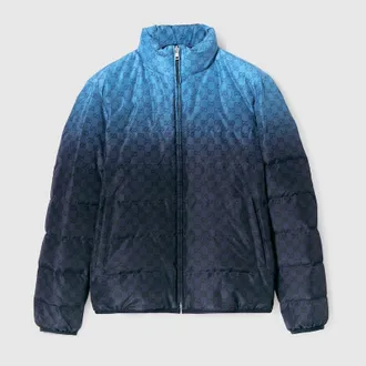 Gucci Printed Technical Poplin Zip Jacket, Size 44, Blue, Ready-to-wear