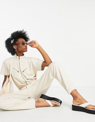 Allsaints Kayla utility jumpsuit in off-white