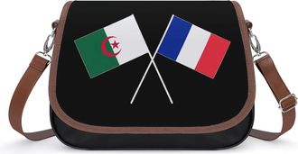 Generic Algerian French Friendship Flag Small Womens Crossbody Bags Shoulder Handbag with Adjustable Strap for Travel