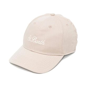 MC2 Saint Barth Caps, male, Beige, Size: ONE SIZE Embroidered Linen Cap