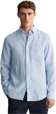 GANT Casual Linnen Overhemd - Heren - Casual Overhemden - Blauw - XL - Linnen - Overhemden