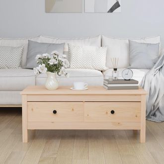 vidaXL Vidaxl - Mesa De Centro De Madera Maciza De Pino Gris 100x50x40 Cm