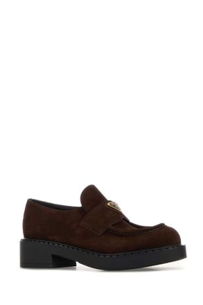Prada Womens Chocolate Suede Loafers Moro Vitello Mocassini