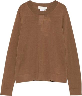 Max Mara Mmltempo - Dames - Ronde hals truien - Bruin - XL - Wol - Truien & Vesten