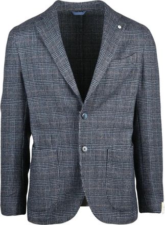 L.B.M. 1911 Rounded Textured Jacket with Checkered Pattern