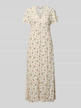 Jake*s Casual Midikleid aus Viskose mit floralem Muster in Beige, Gr&ouml;&szlig;e 34