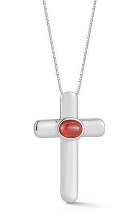 Glaze Jewelry Cubic Zirconia Cross Pendant Necklace in Red/Silver at Nordstrom Rack