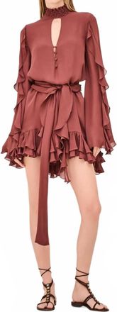 Alexis Giovanna Long Sleeve Mini Dress Dress In Burnt Sienna