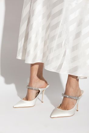 Jimmy Choo London Heeled Mules Bing 100, Womens, White