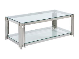 Vente-Unique Mesa de centro de cristal templado y acero inoxidable - Cromado - NOMELANO de Pascal MORABITO