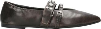Ash Britnie Studded Strappy Ballet Flat - Dames - Ballerinas - Zwart - 38 EU - Leer - Schoenen