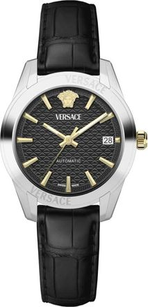 Versace Greca Classic Watch - Dames - Horloges - Zwart - ONE Size - Leer - Accessoires