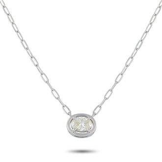 Luxury Bazaar 18K White Gold 0.93 ct Diamond Solitaire Necklace ANK-20535