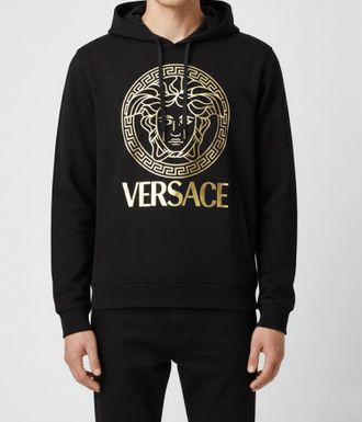 Versace Medusa Cotton Hoodie In Black