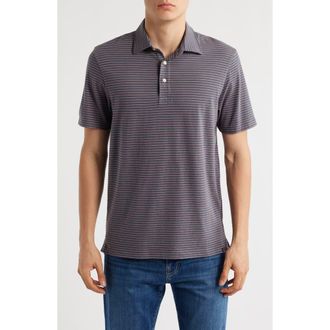 Faherty Retreat Stripe Short Sleeve Polo in Navy Cherry Stripe at Nordstrom Rack, Size Medium