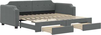 vidaXL Sof&aacute; Cama Nido Con Cajones Tela Gris Oscuro 100x200 Cm Vidaxl