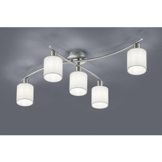 Trio Garda Niquel Plaf&oacute;n 5 Pantallas Tela Blanca L75 Cm Trio Lighting