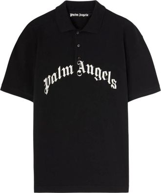 Palm Angels Polo Shirts, male, Black, Size: XL Logo-print Polo T-shirt