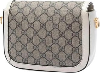 Gucci Pre-owned Canvas Crossbody Bag - Dames - Vintage Schoudertas - Beige - ONE Size - Leer - Vintage