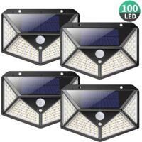 OEM Litzee - L&aacute;mpara Solar Exterior De 100 Led Y 2200 Mah - Detector De Movimiento Pir De 120&deg; - Resistente Al Agua Ip65 - Paquete De 4 L&aacute;mparas Solares -